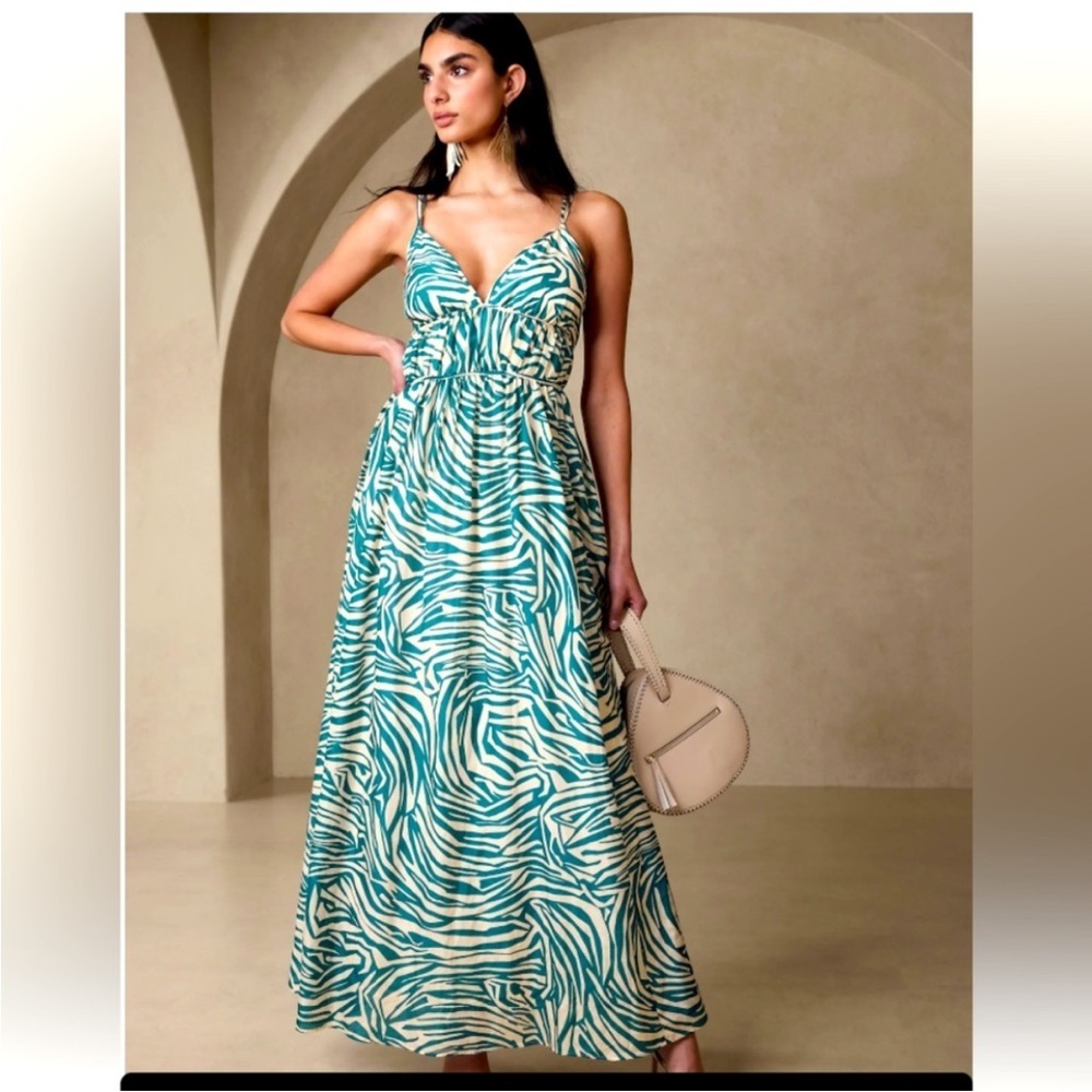 Elegant Zebra Print Maxi Dress-Banana Republic